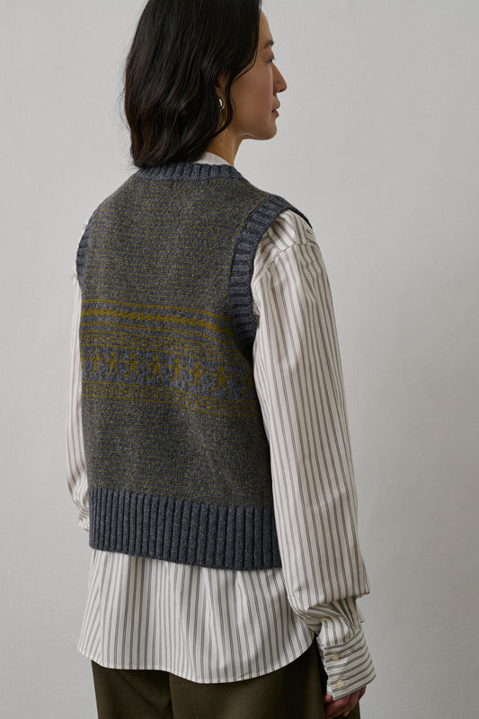 Pull Namaste - Gris/Olive - Laine - Femme