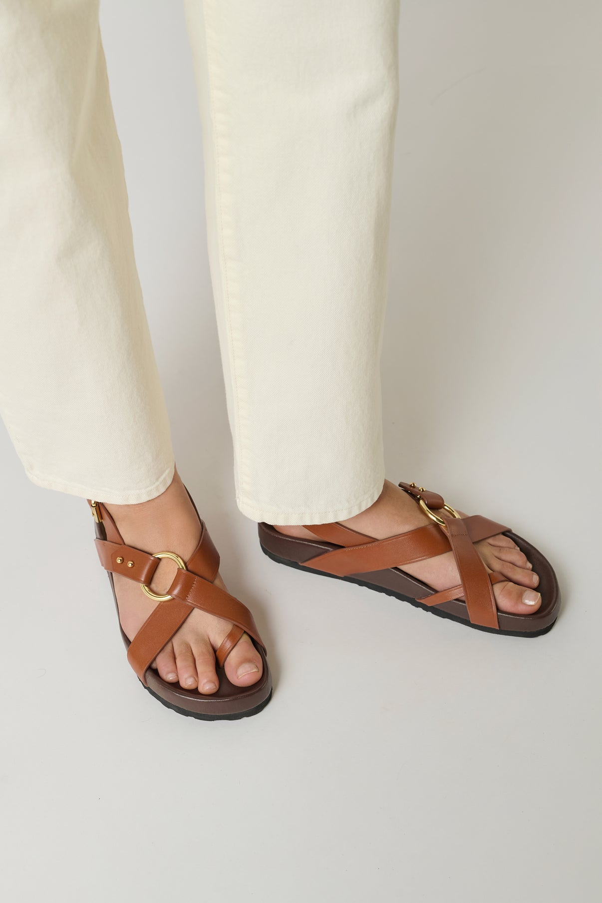 Sandales Mexico - Cognac - Cuir - Femme vue 2