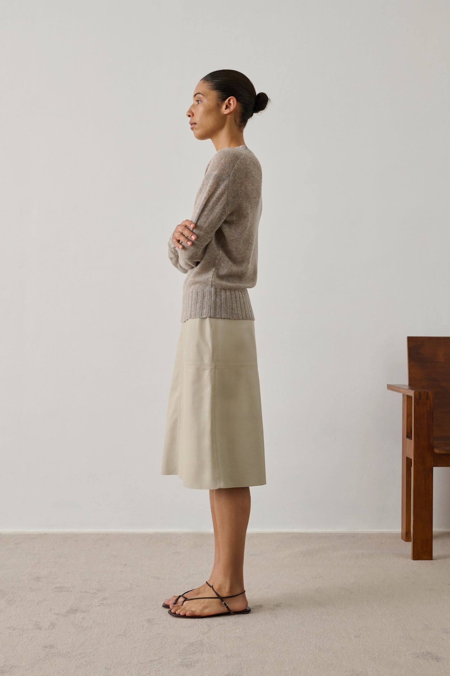 Jupe Gwen - Mastic - Cuir - Femme