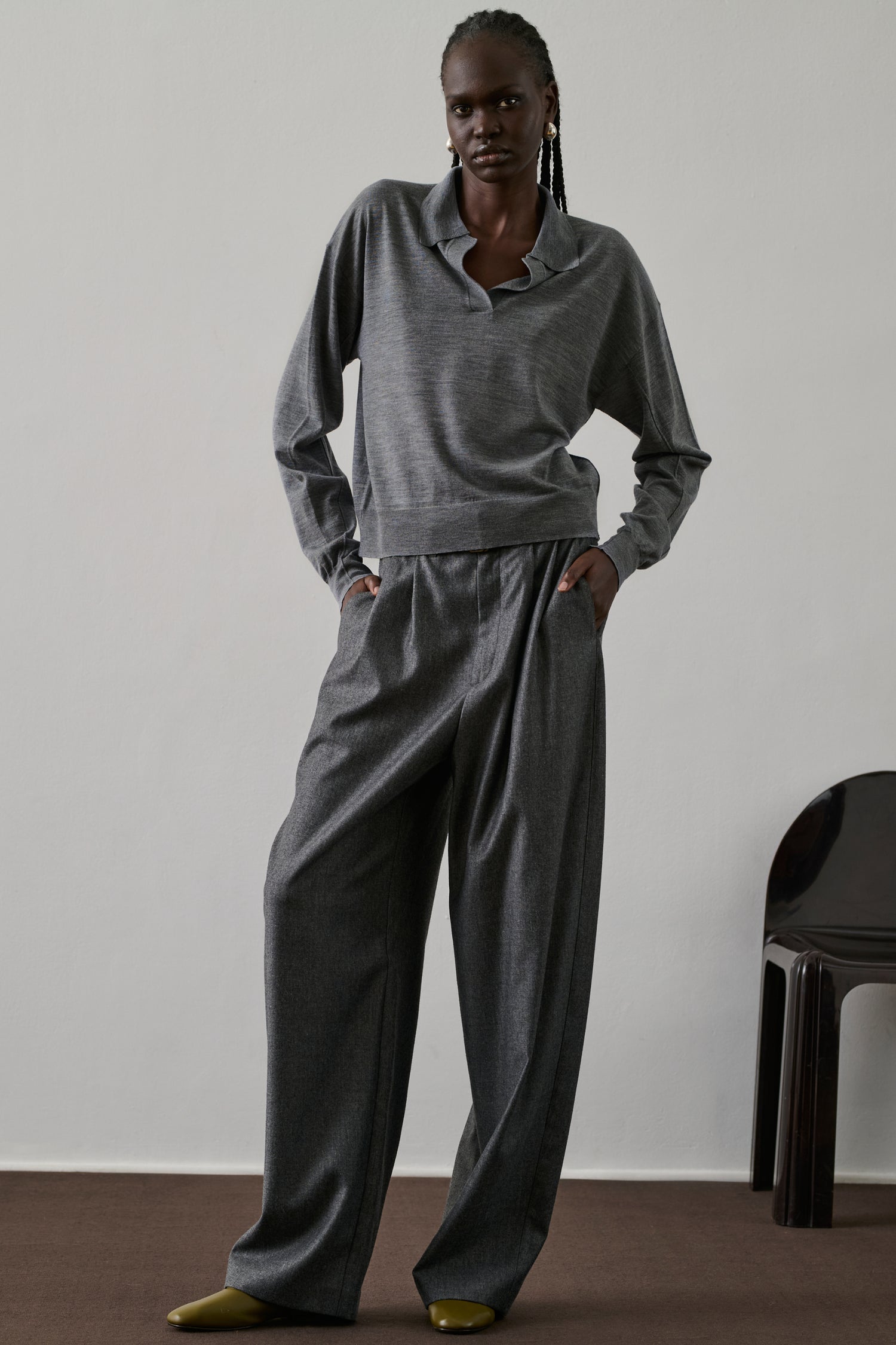 Polo Fleming - Gris Chiné - Laine - Femme