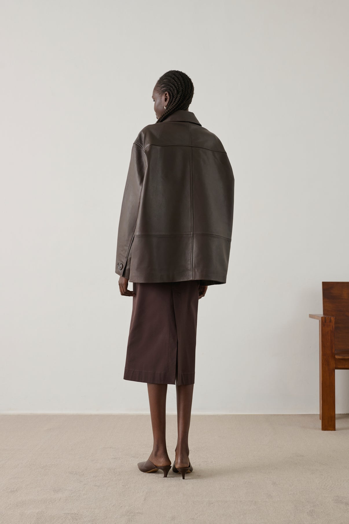 Veste Vincenzo - Taupe - Cuir - Femme vue 3