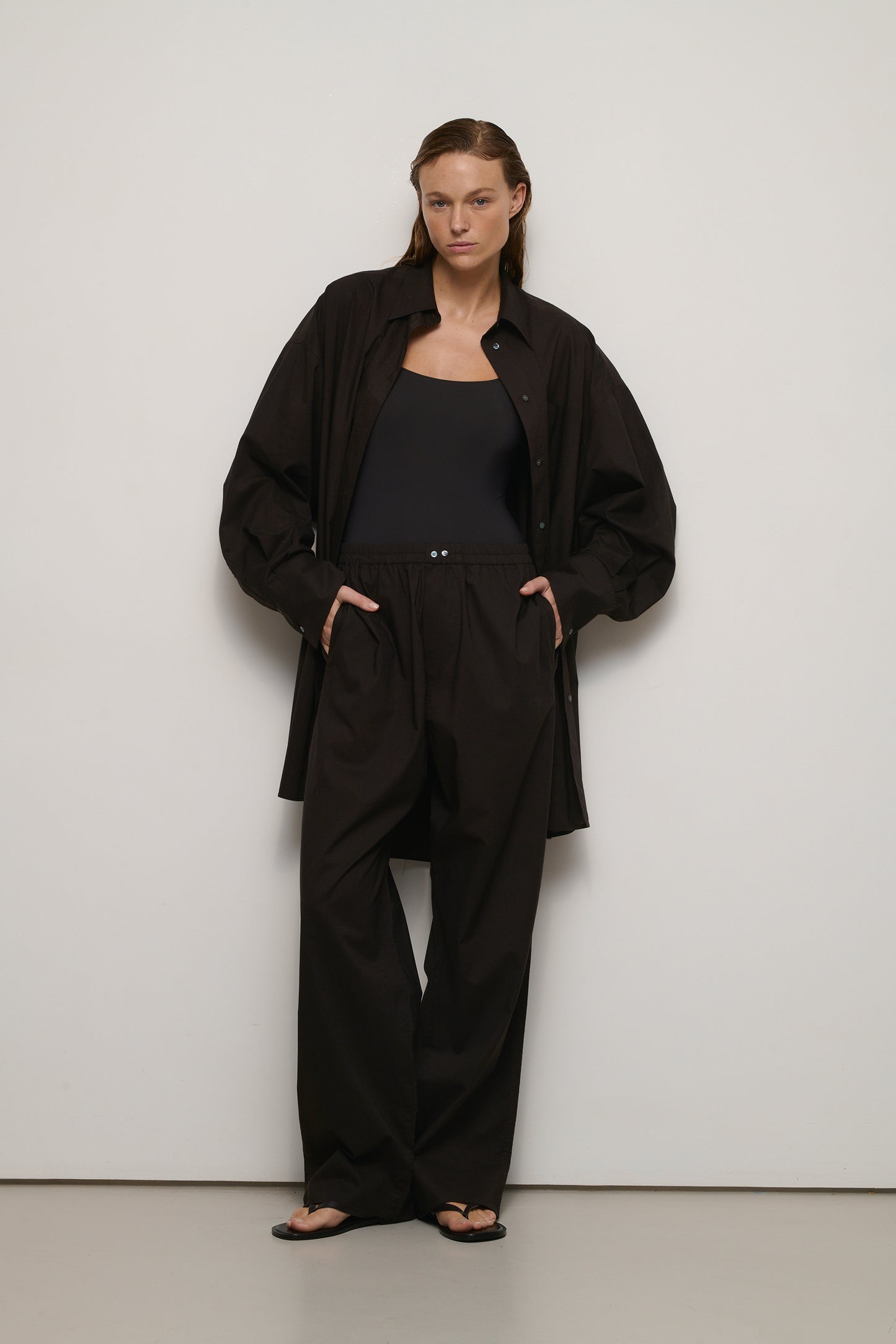 Pantalon Pantaloni - Chocolat - Coton - Femme